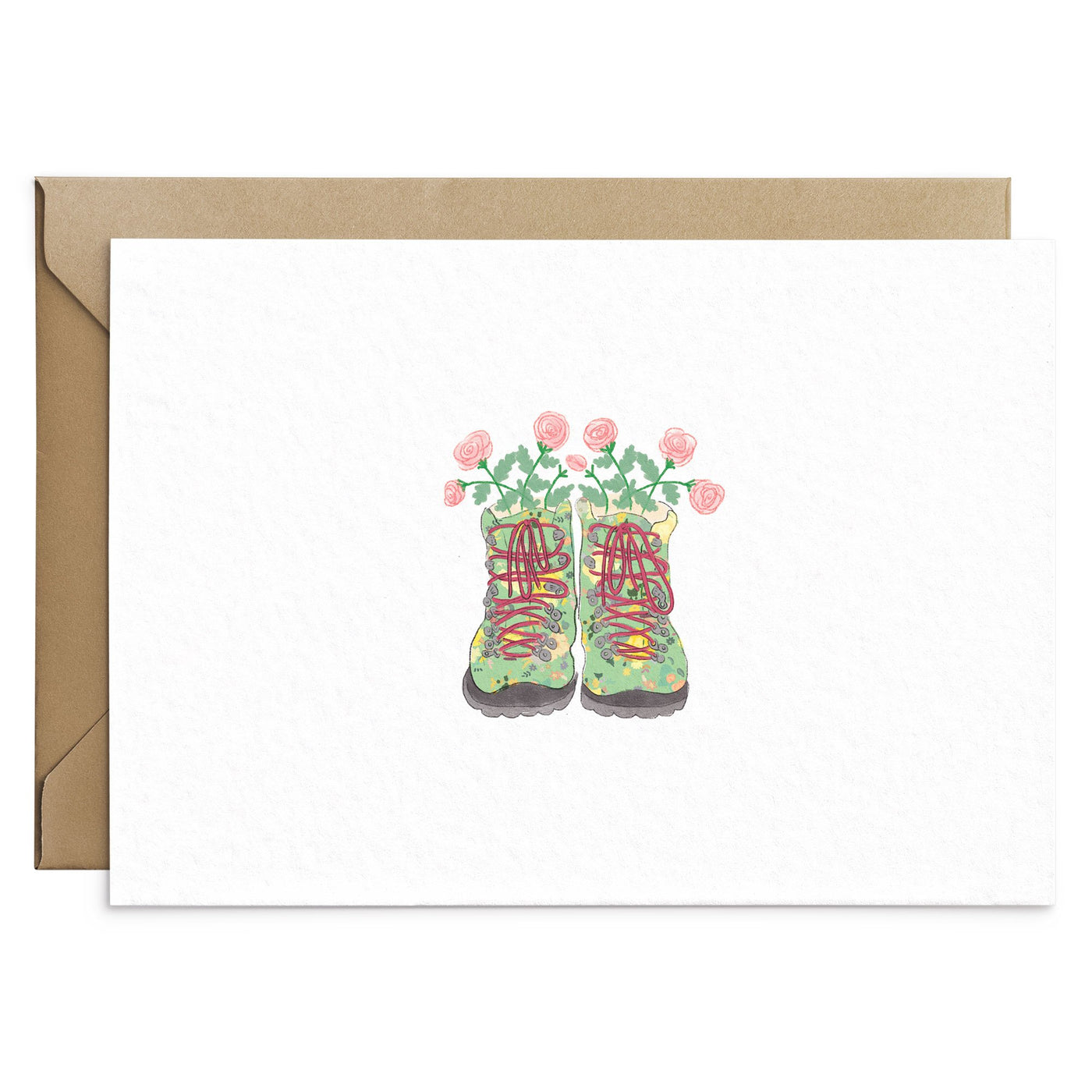 Floral Walking Boots Card - Poppins & Co.