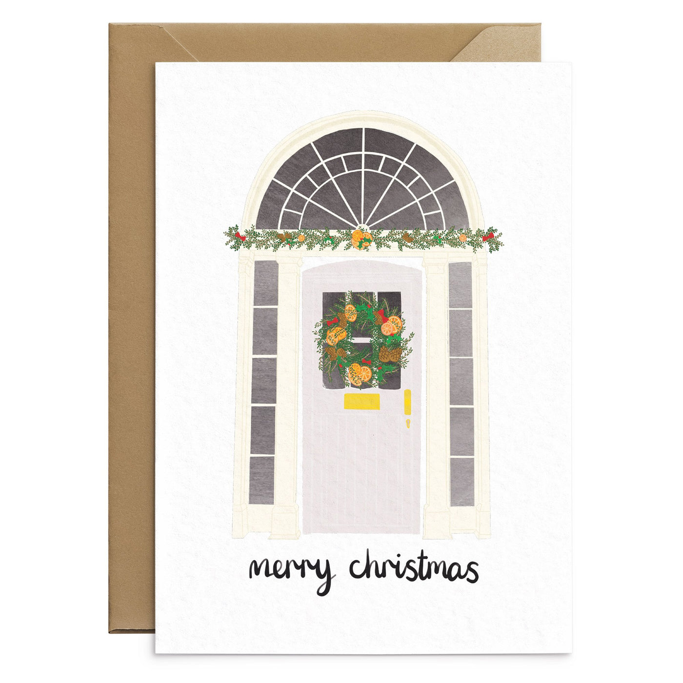 Christmas Door Wreath Card - Poppins & Co.