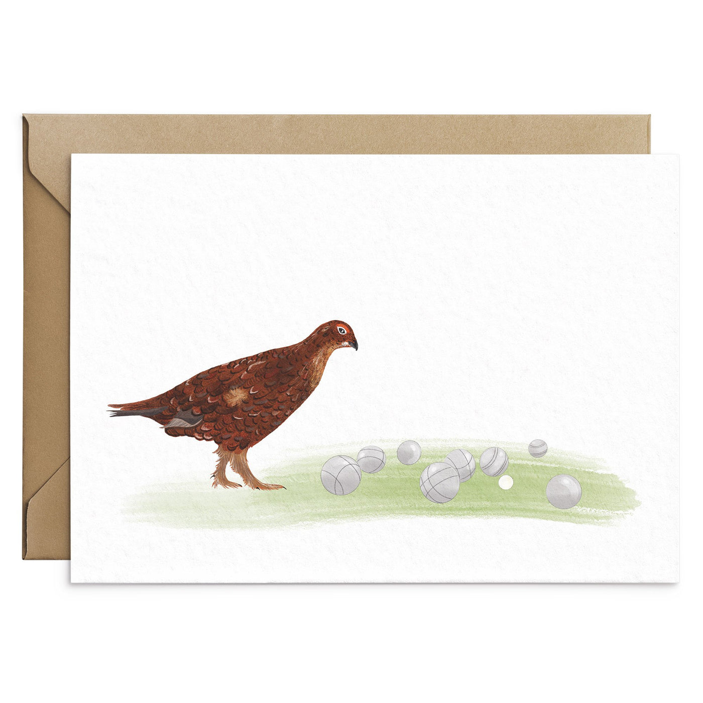 Grouse Playing Boules Game Birds Card - Poppins & Co.
