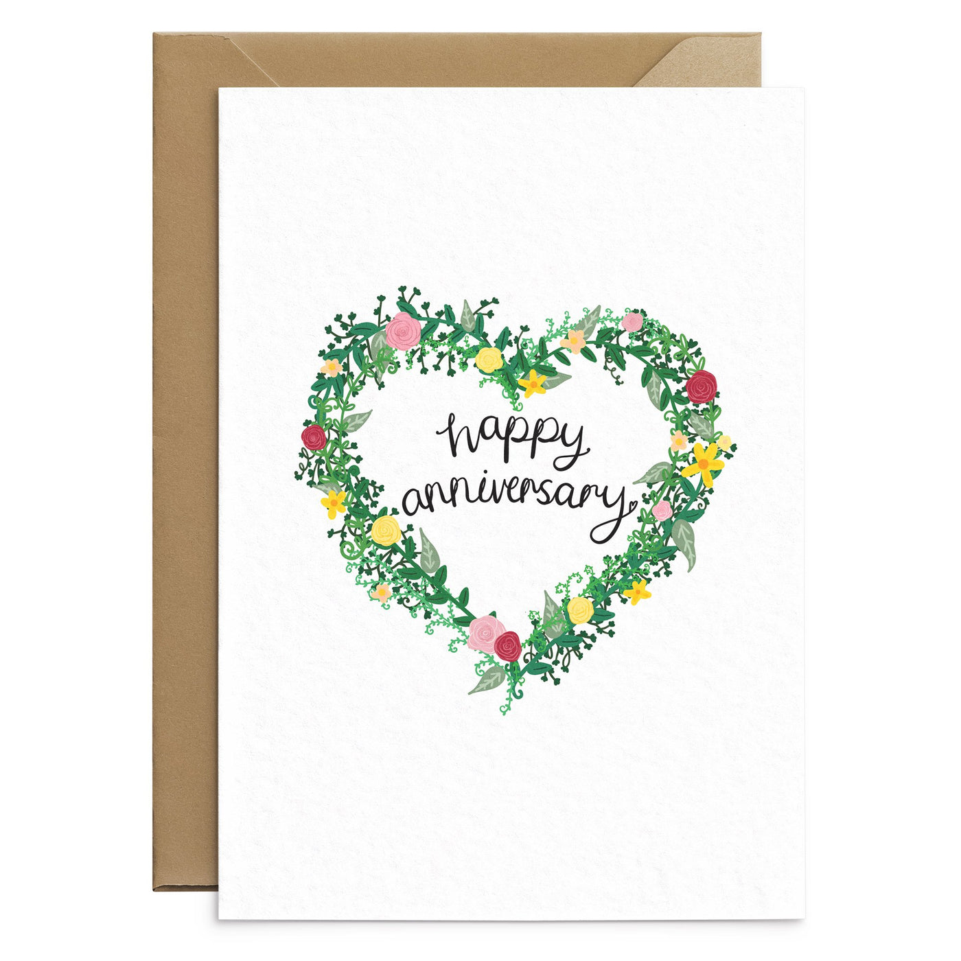 Floral Heart Anniversary Card - Poppins & Co.