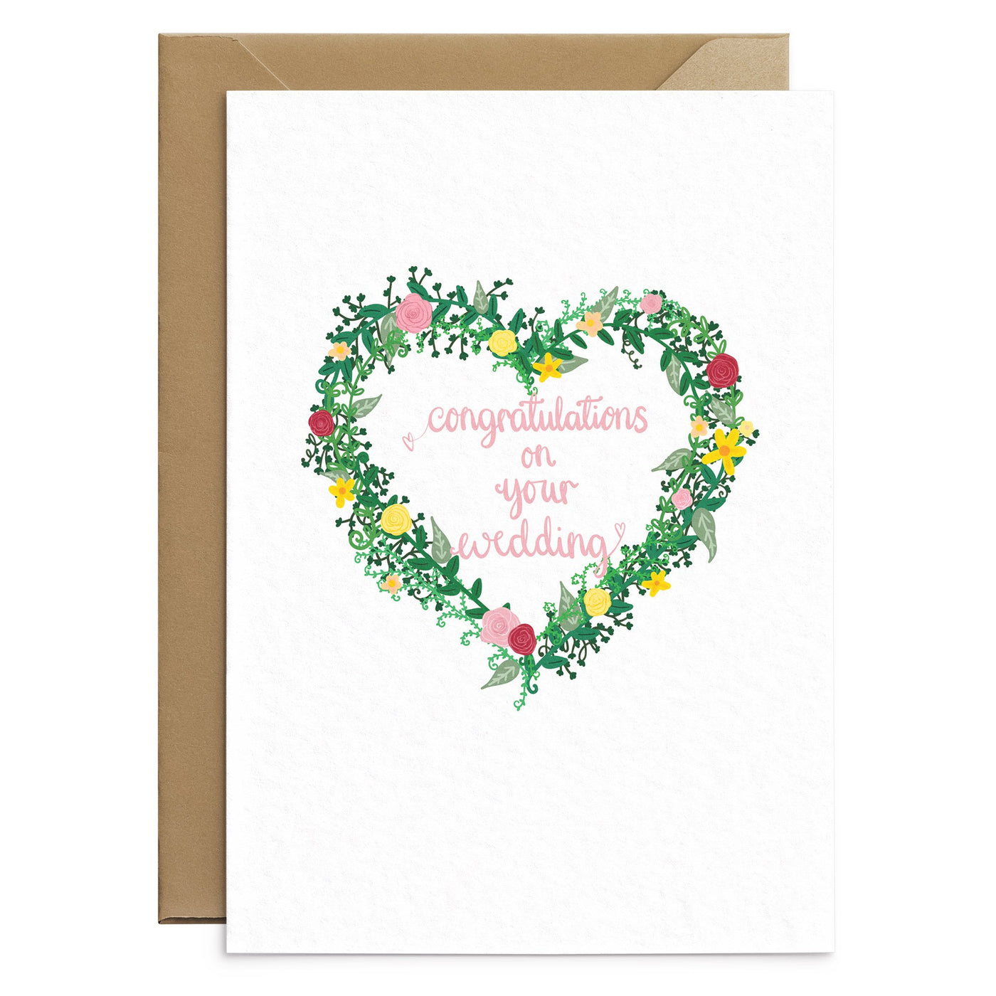Pink Rose Wedding Card - Poppins & Co.