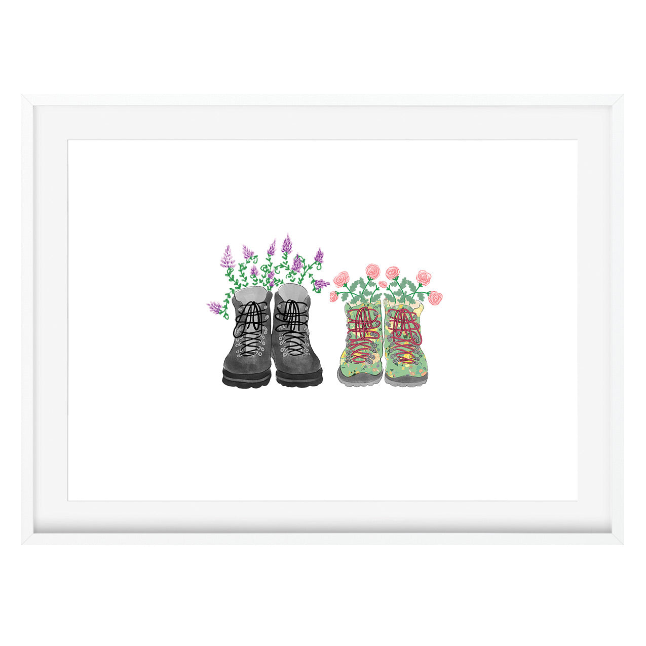 His & Hers Walking Boots Art Print (Framed & Mounted) - Poppins & Co.