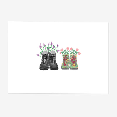 His & Hers Walking Boots Art Print - Poppins & Co.