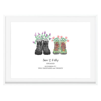 Personalised Walking Boots Art Print (Mounted & Framed) - Poppins & Co.