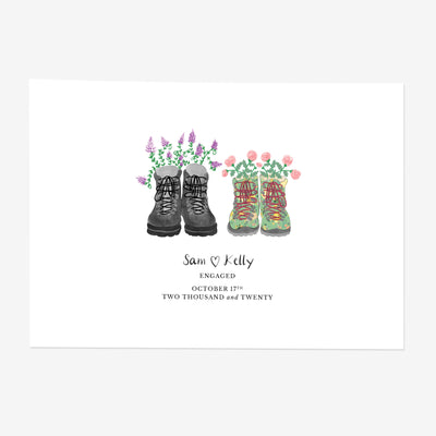 Personalised Walking Boots Art Print - Poppins & Co.