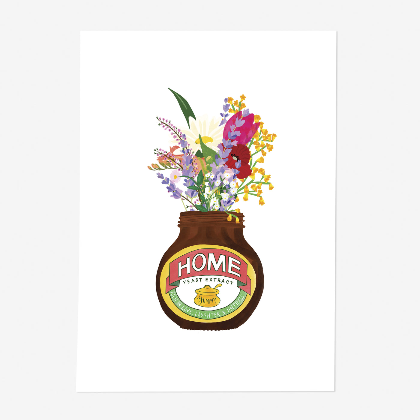 Home Yeast Extract Jar & Flowers Art Print - Poppins & Co.