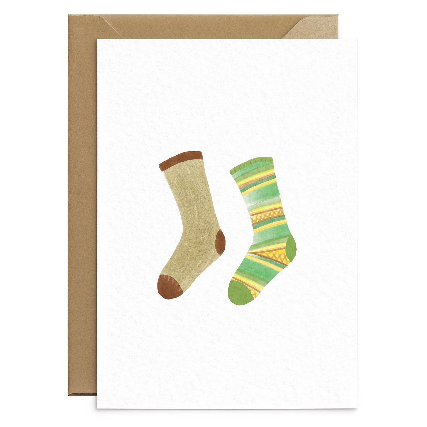 Odd Socks Card Brown and Green - Poppins & Co.