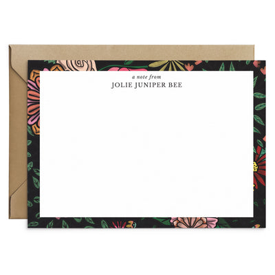 Midnight Garden Personalised Stationery Note Cards - Poppins & Co.