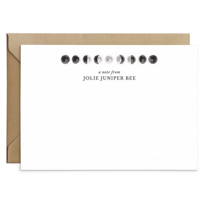 Moon Phases Personalised Note Card Stationery Set - Poppins & Co.