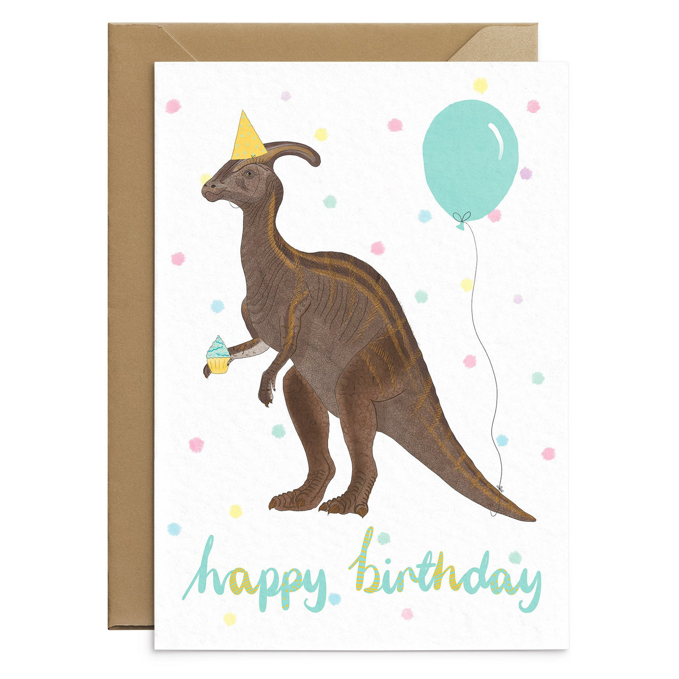 Parasaurolophus Dinosaur Birthday Card - Poppins & Co.