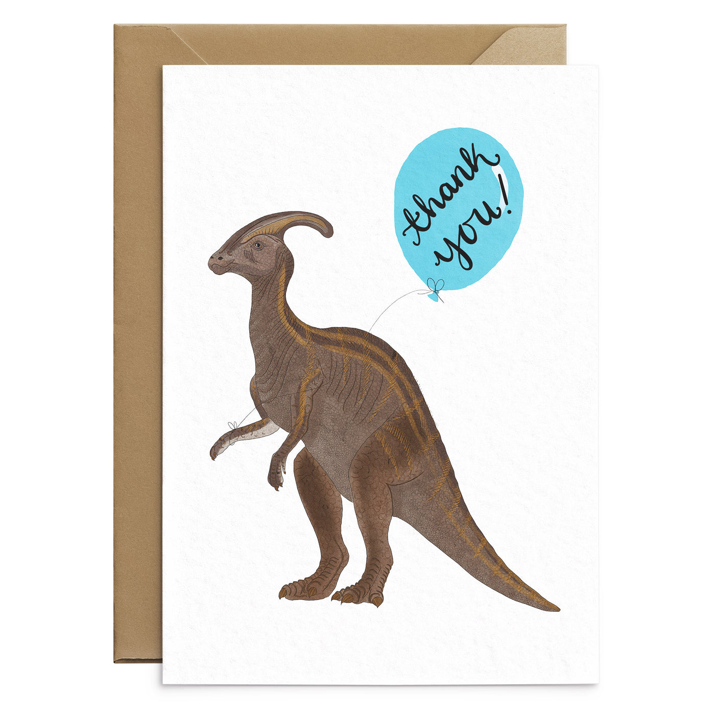 Parasaurolophus Dinosaur Thank You Card - Poppins & Co.
