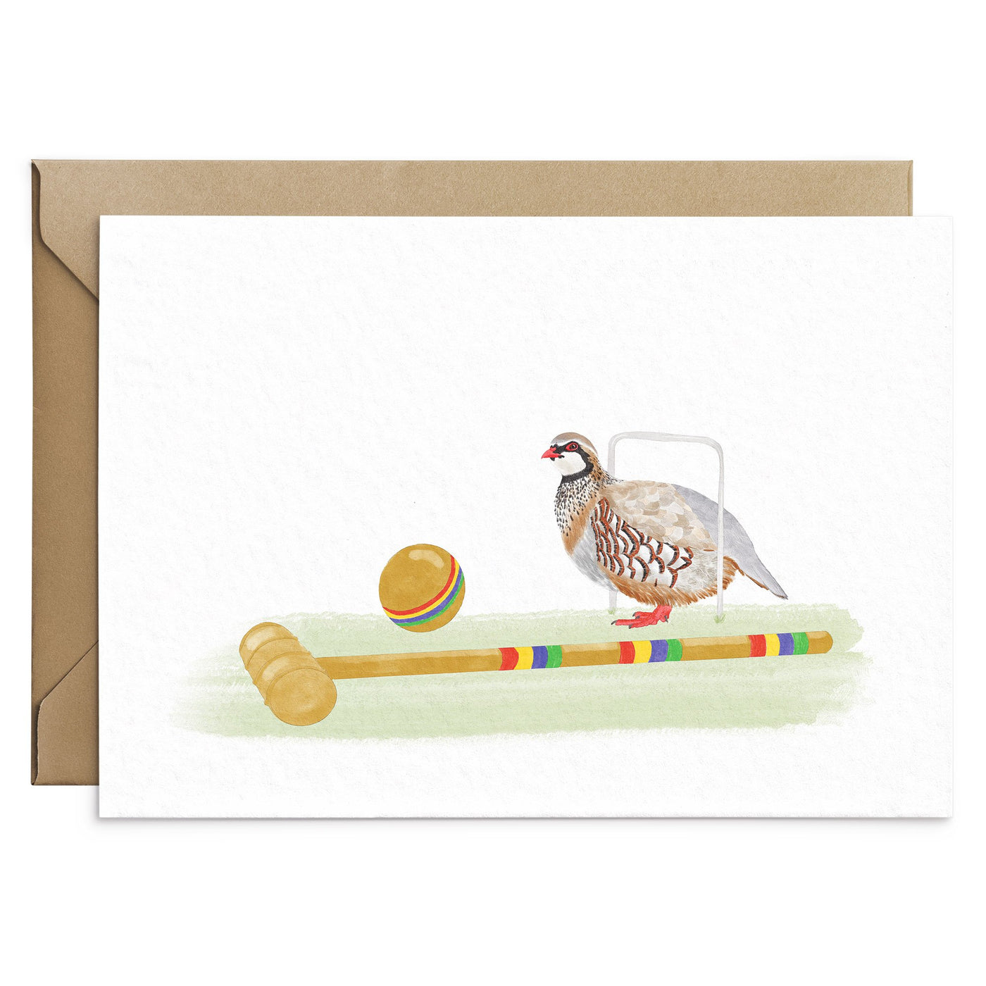 Partridge Playing Croquet Card - Poppins & Co.
