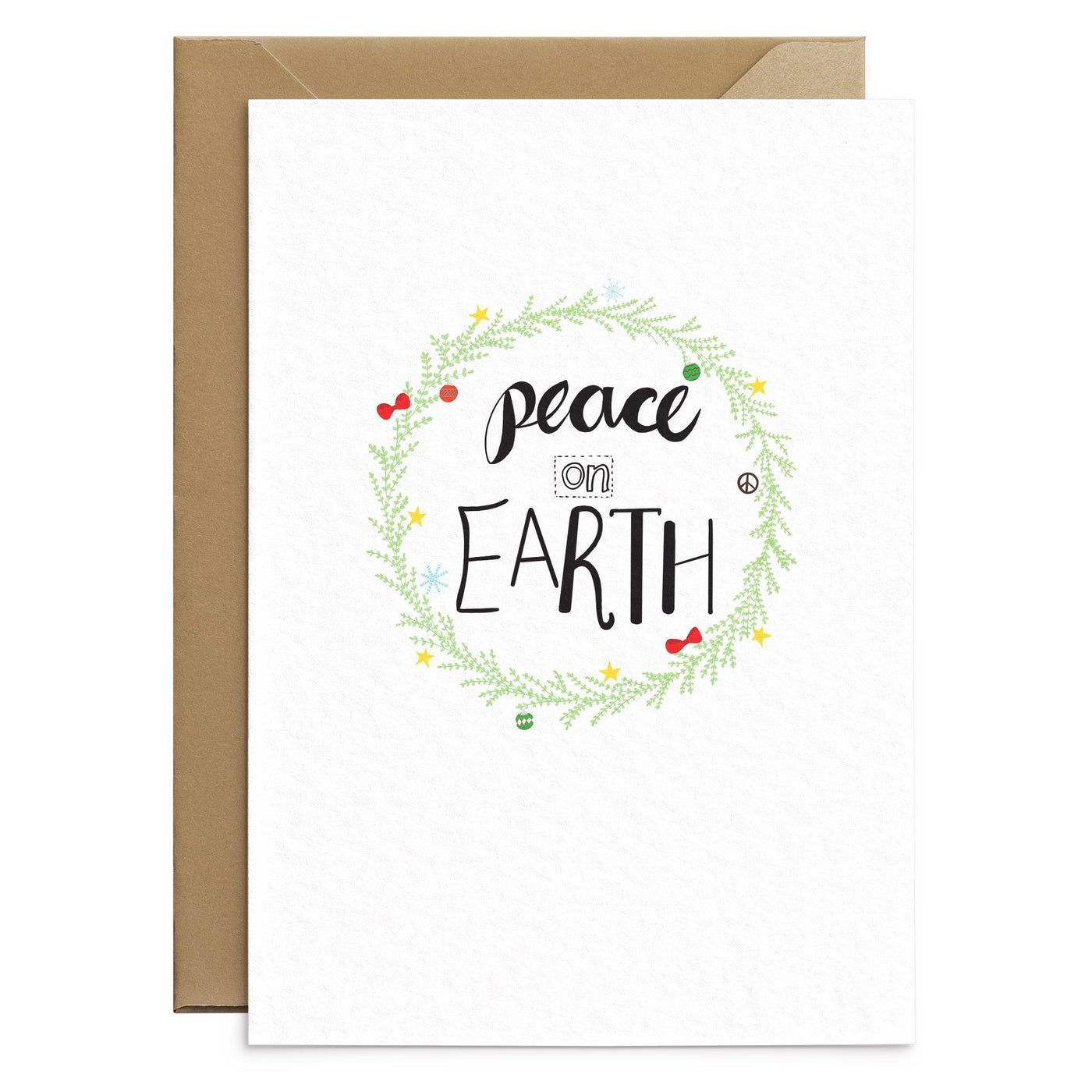 Peace On Earth Christmas Card Colourful - Poppins & Co.
