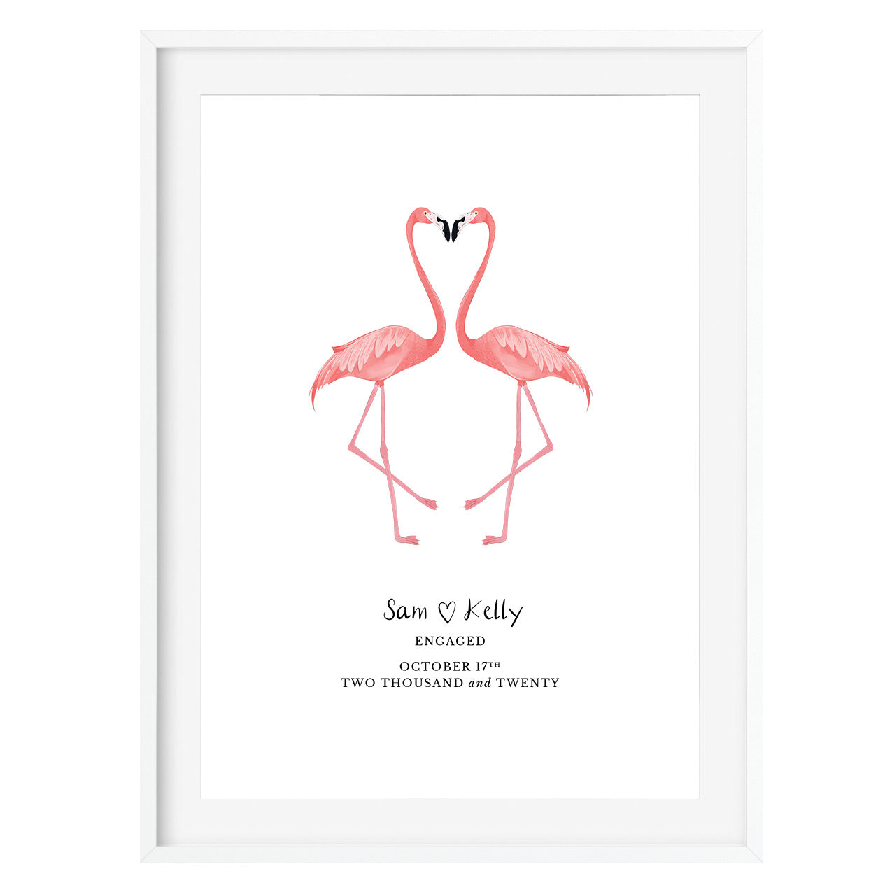 Personalised Love Flamingos Art Print (Framed & Mounted) - Poppins & Co.