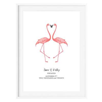 Personalised Love Flamingos Art Print (Framed & Mounted) - Poppins & Co.