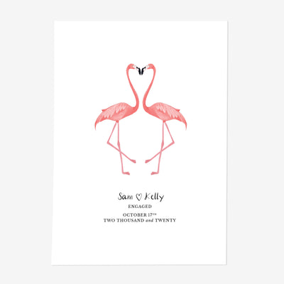 Personalised Love Flamingos Art Print - Poppins & Co.