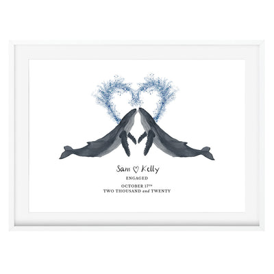 Personalised Love Whales Art Print (Mounted & Framed) - Poppins & Co.