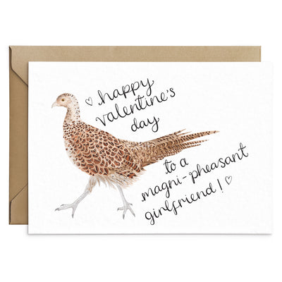 Funny Female Pheasant Pun Valentines Card - Girlfriend - Poppins & Co.