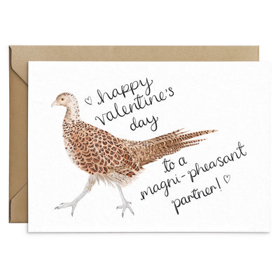 Funny Female Pheasant Pun Valentines Card - Partner - Poppins & Co.