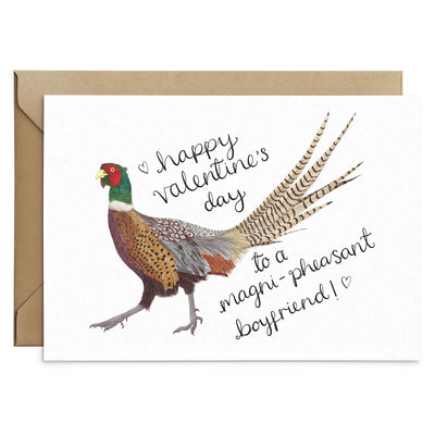 Funny Male Pheasant Pun Valentines Card - Boyfriend - Poppins & Co.