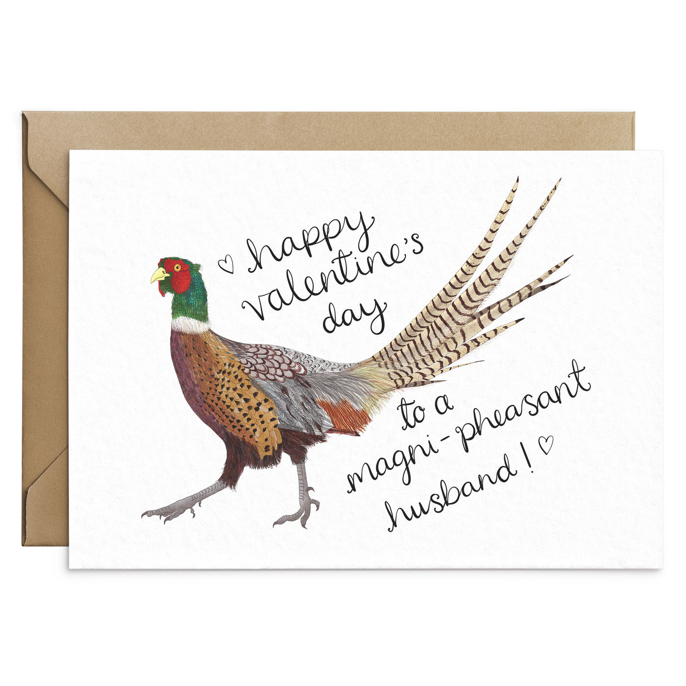Funny Male Pheasant Pun Valentines Card - Husband - Poppins & Co.
