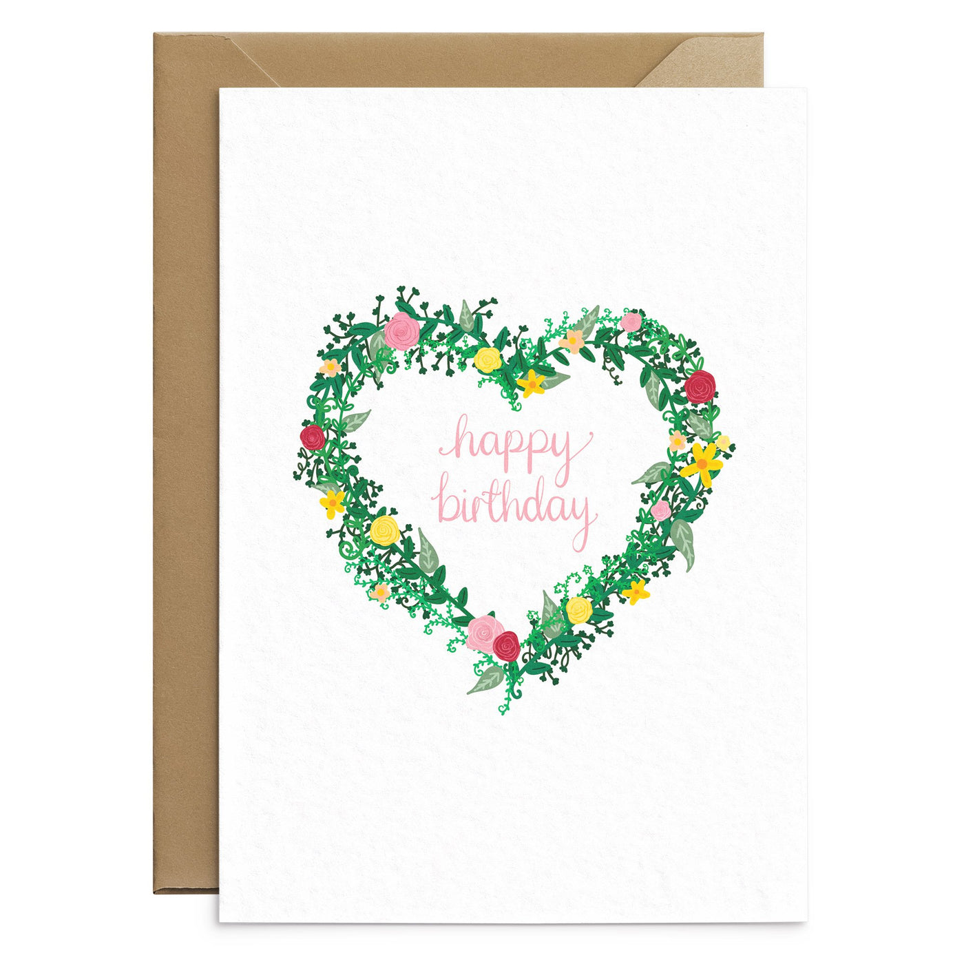 Floral Heart Birthday Pink Card - Poppins & Co.
