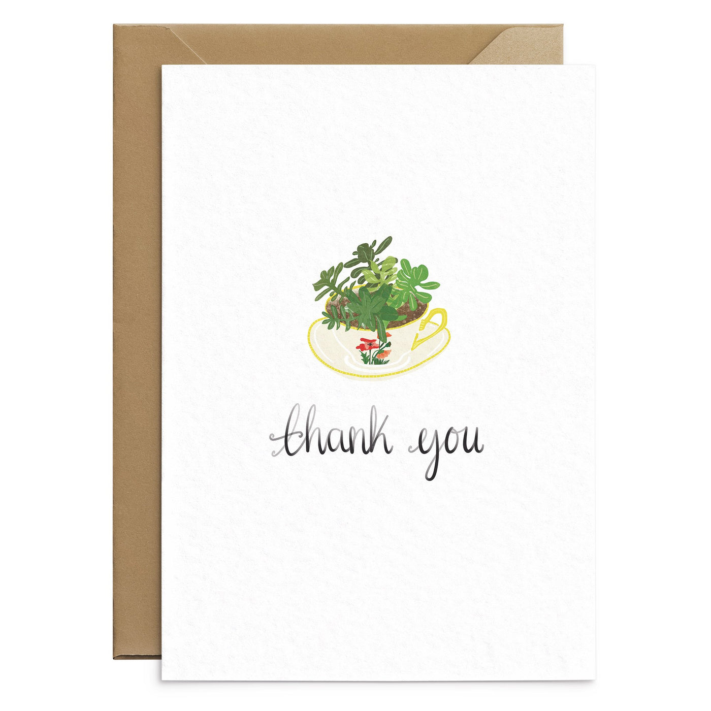 Poppy Tea Cup Thank You Card - Poppins & Co.