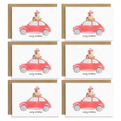 Red Car Christmas Cards Set - Poppins & Co.