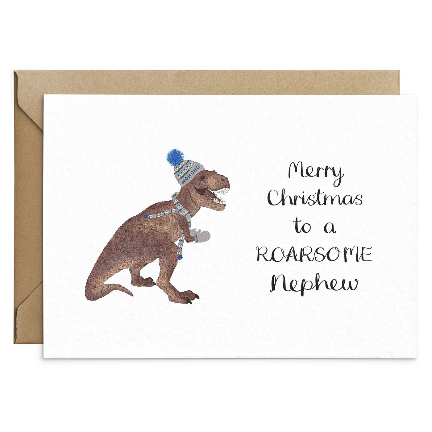 Roarsome Nephew Dinosaur Christmas Card - Poppins & Co.