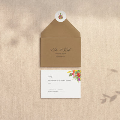 Spring Floral Monogram Wedding Invitation RSVP - Poppins & Co.