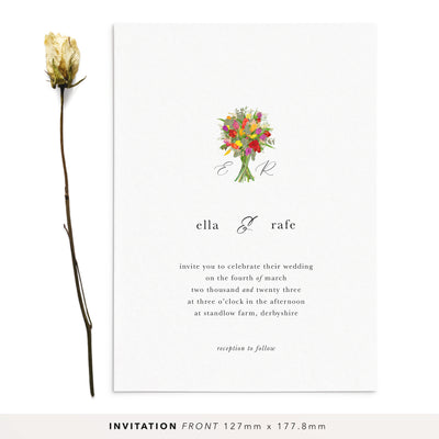 Spring Floral Monogram Wedding Invite - Poppins & Co.