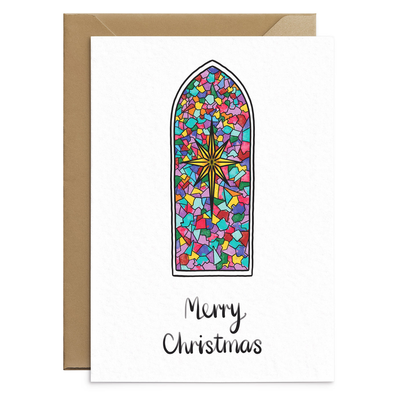 Stained Glass Traditional Christmas Card - Poppins & Co.