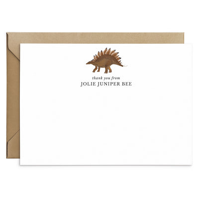 Stegosaurus Dinosaur Personalised Notecard Set - Poppins & Co.
