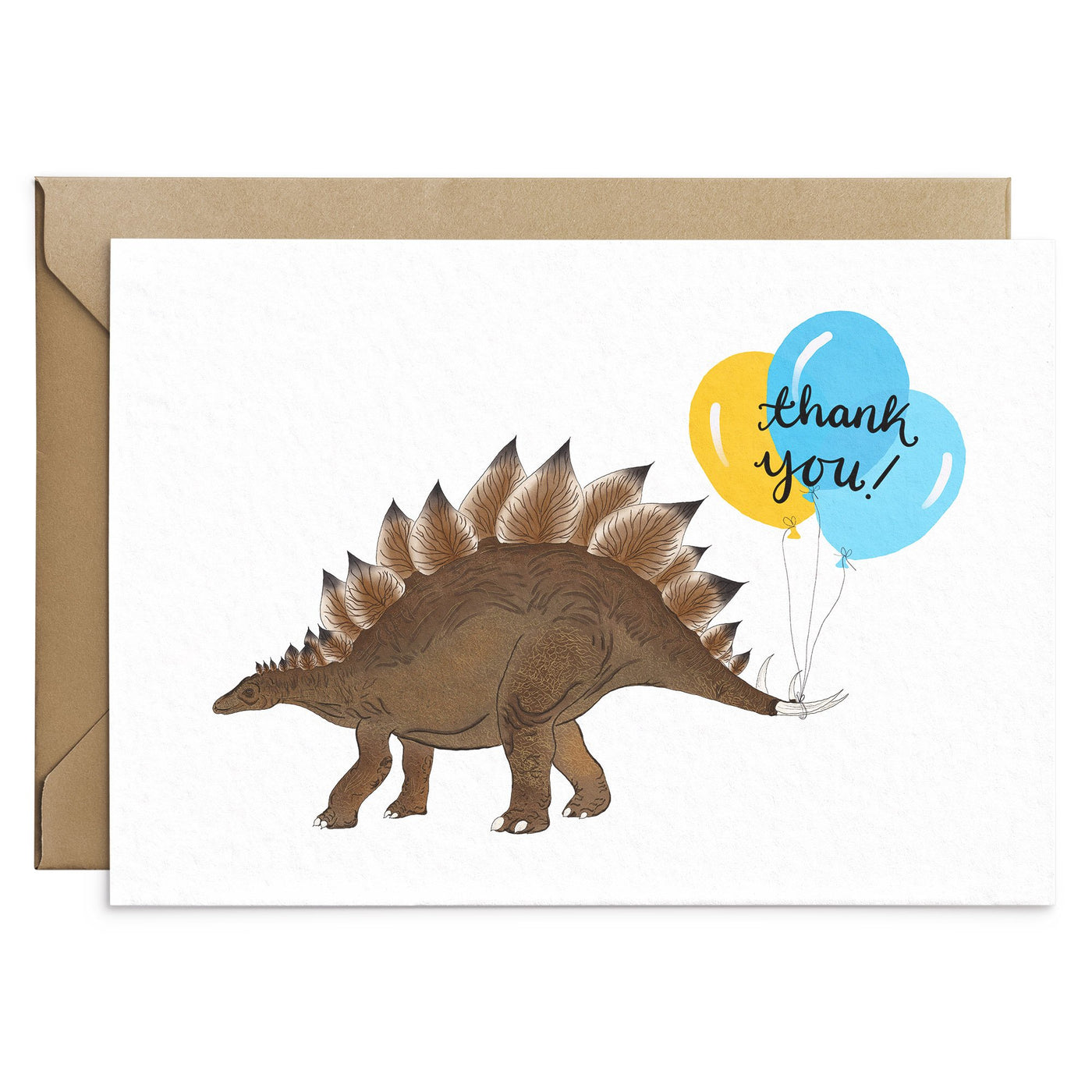 Cute Stegosaurus Dinosaur Thank You Card - Poppins & Co.