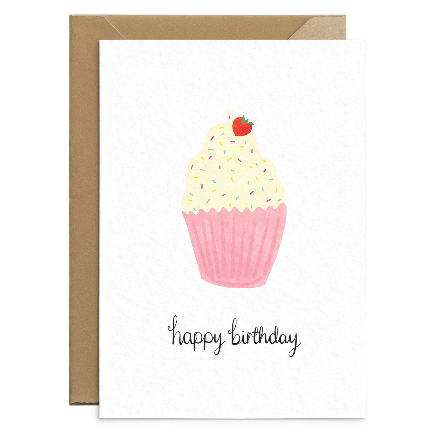Strawberry Cupcake Birthday Card - Poppins & Co.