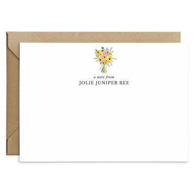 Sunflower Bouquet Personalised Note Cards - Poppins & Co.