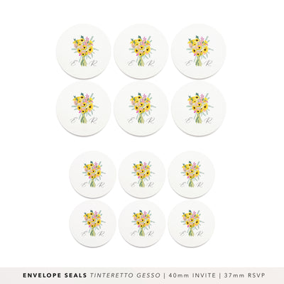 Sunflowers Monogram Wedding Invite - Stickers - Poppins & Co.