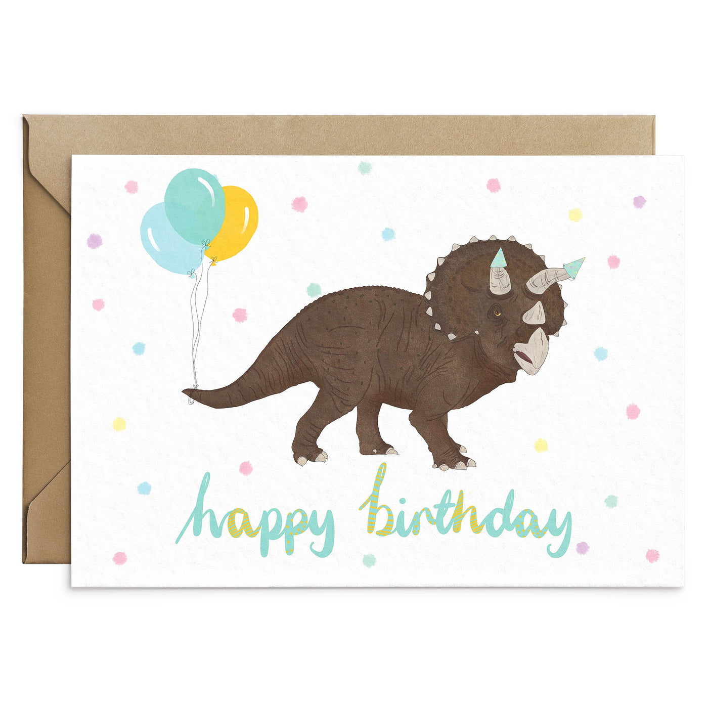 Triceratops Birthday Dinosaur Card - Poppins & Co.