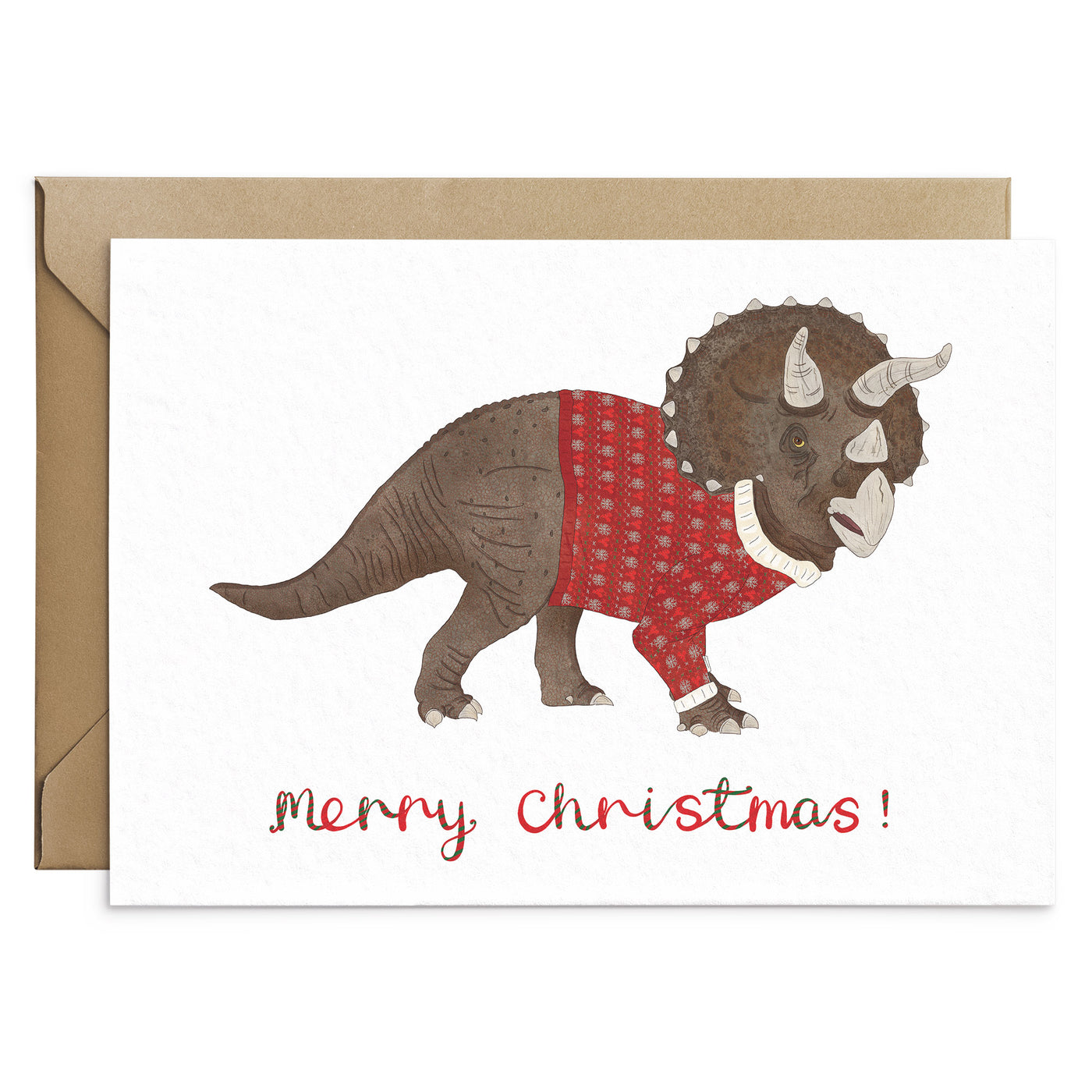 Triceratops Dinosaur Christmas Card - Poppins & Co.