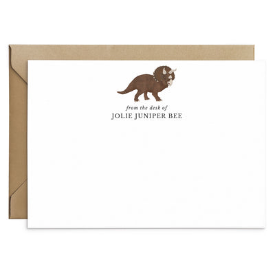 Triceratops Dinosaur Personalised Notecard Set - Poppins & Co.