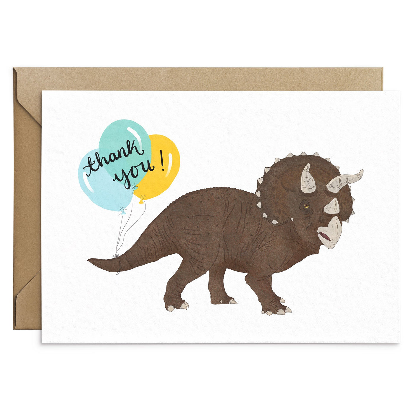 Cute Triceratops Dinosaur Thank You Card - Poppins & Co.
