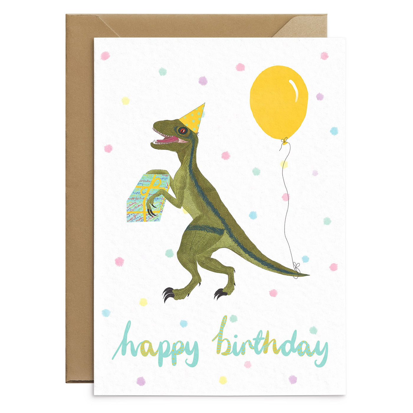 Velociraptor Dinosaur Birthday Card - Poppins & Co.