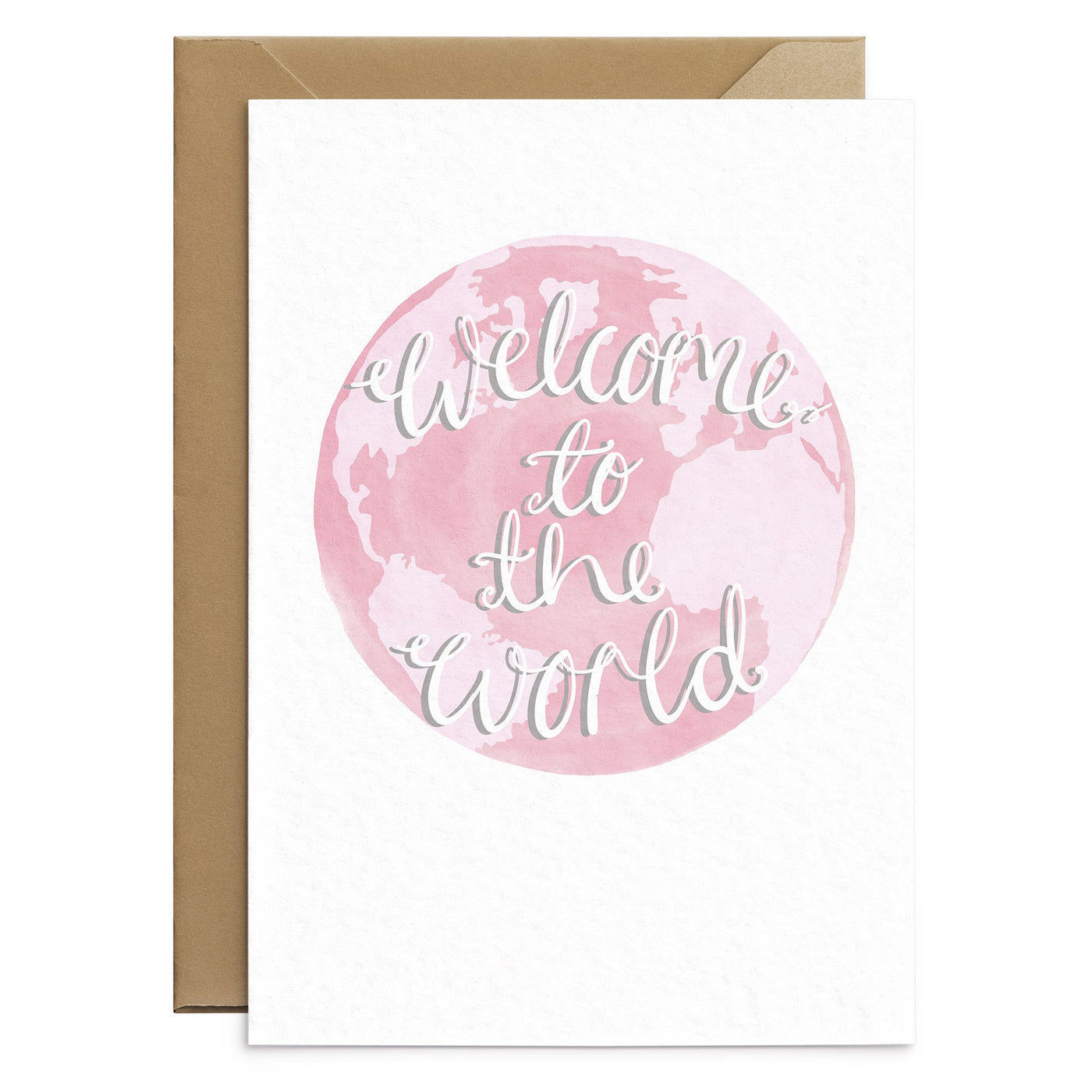 Welcome To The World Card Pink - Poppins & Co.