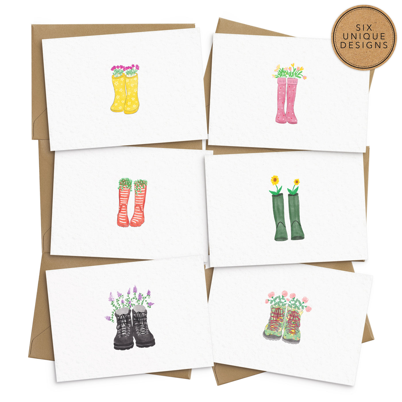 Welly Boot Note Cards Everyday Card Set - Poppins & Co.
