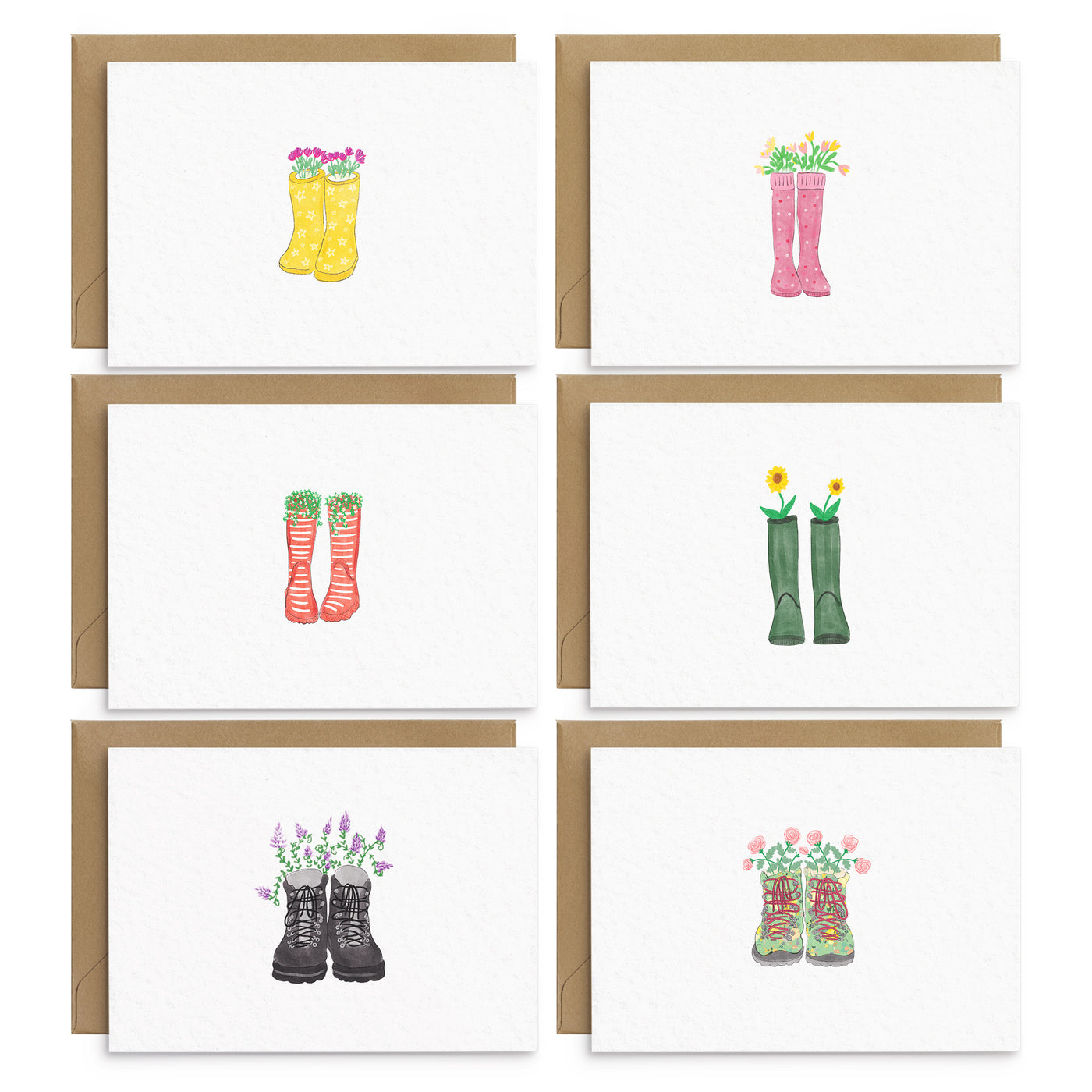 Welly Boot Note Cards Everyday Card Set - Poppins & Co.