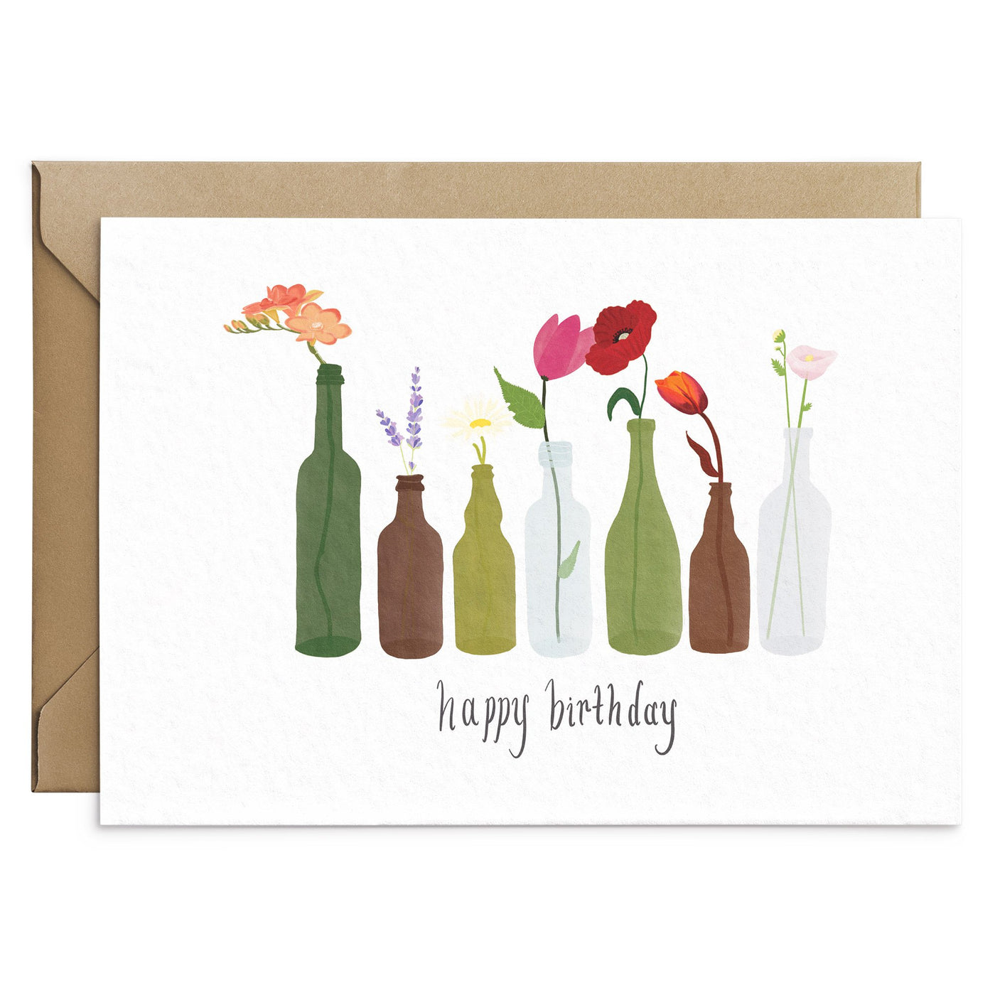 Wildflower Bottle Birthday Card - Poppins & Co.