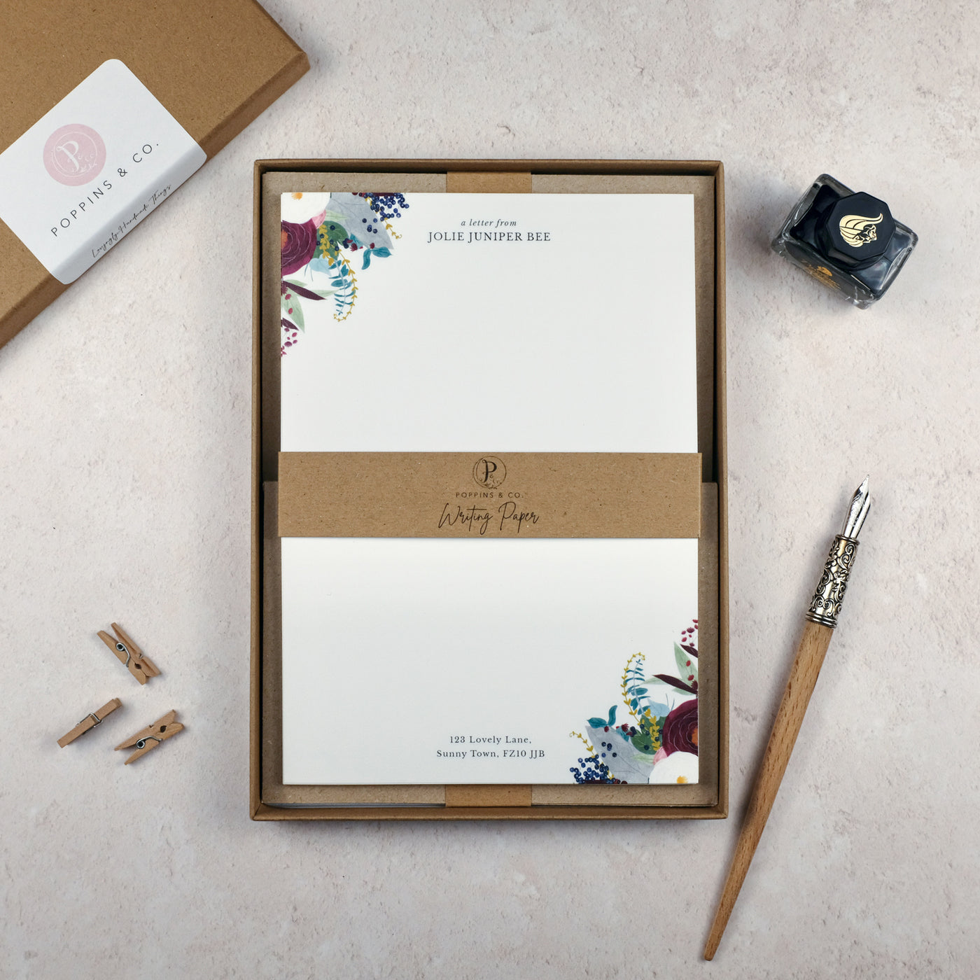 Winter Floral Writing Paper Sets - Lifestyle - Poppins & Co.