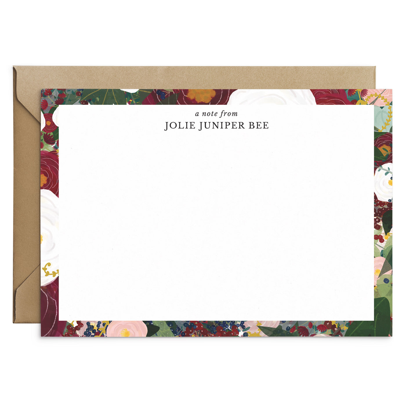 Winter Floral Personalised Note Cards
