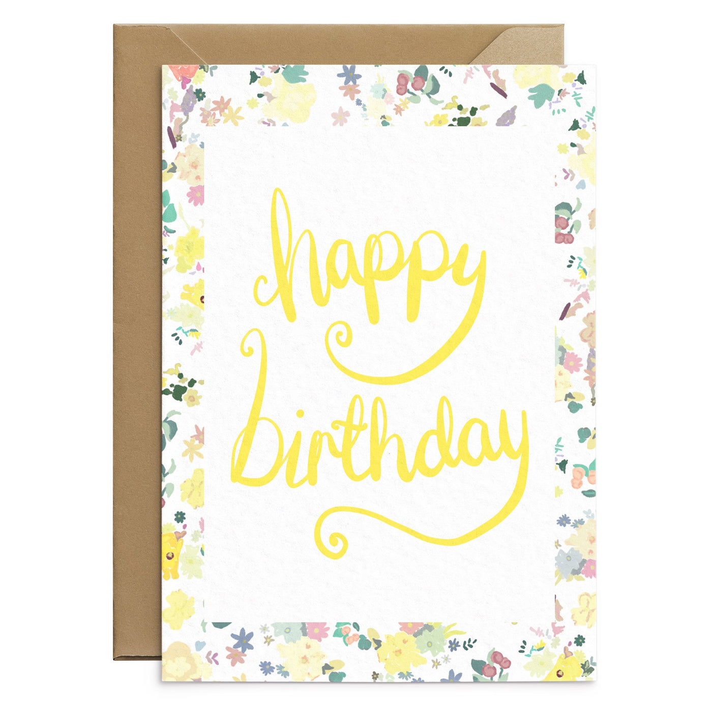 Yellow Floral Birthday Card - Poppins & Co.