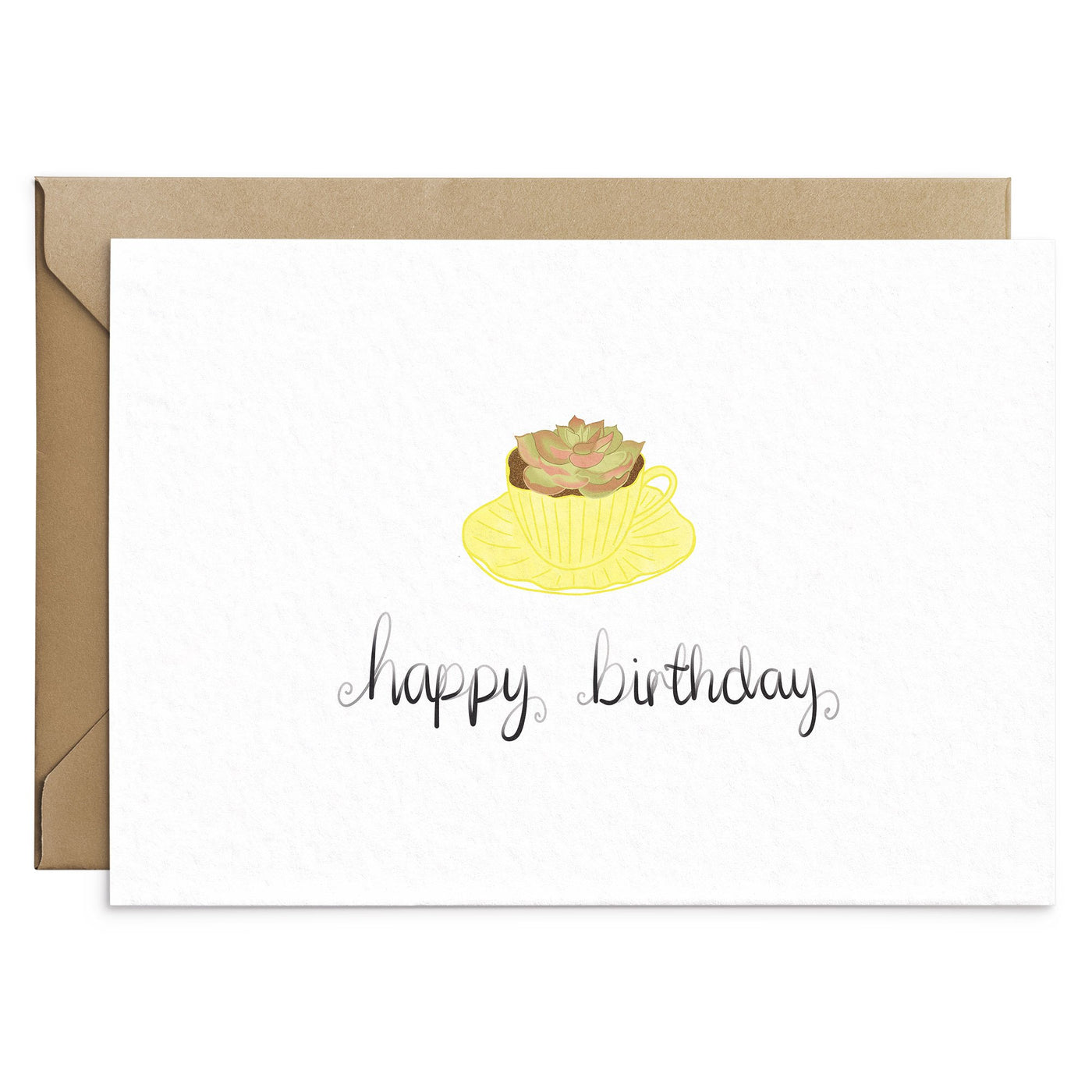Yellow Tea Cup Birthday Card - Poppins & Co.